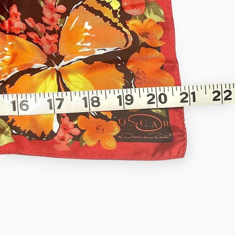 Vintage Oscar De La Renta Scarf Butterfly Floral Silk Japan 21